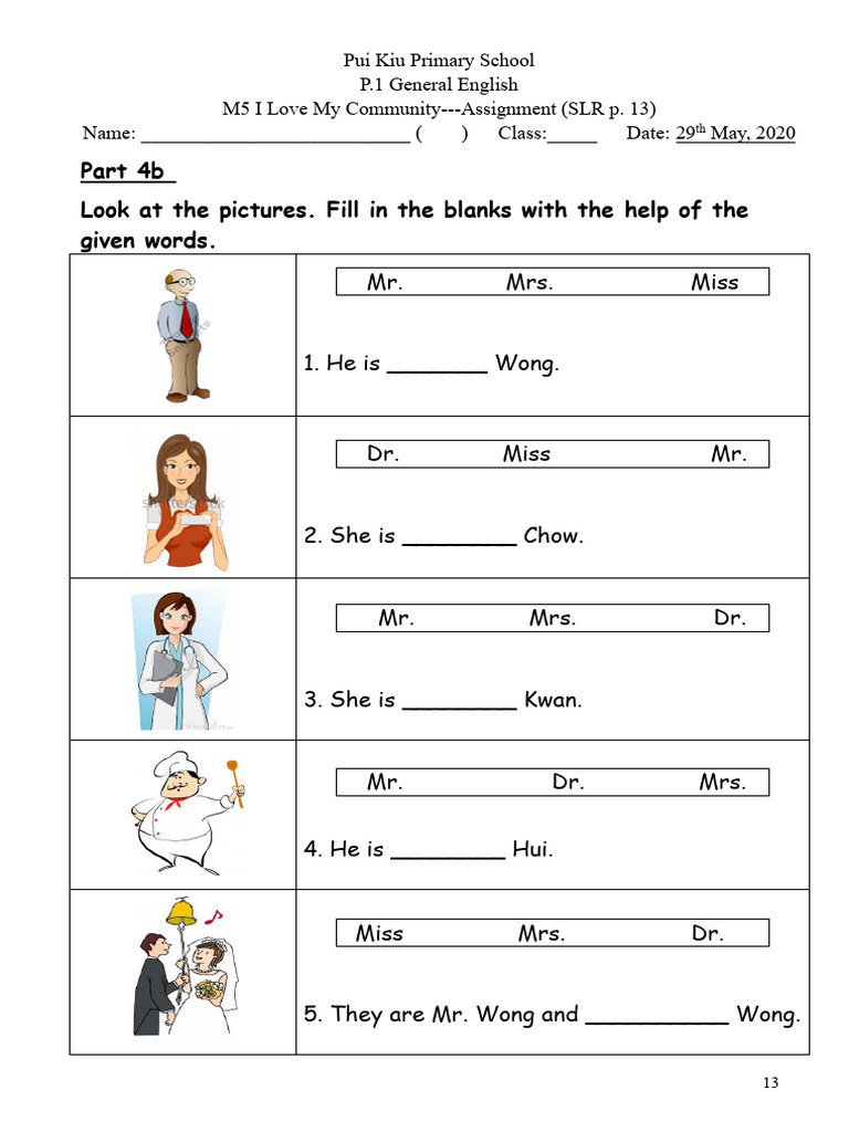 Pui Kiu Primary School English Assignment | PDF