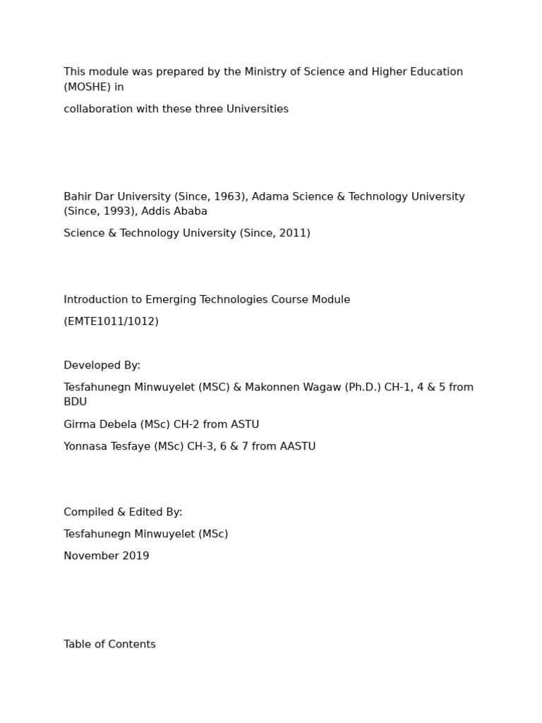 Introduction to Emerging Technologies Module | PDF | Data | Big Data