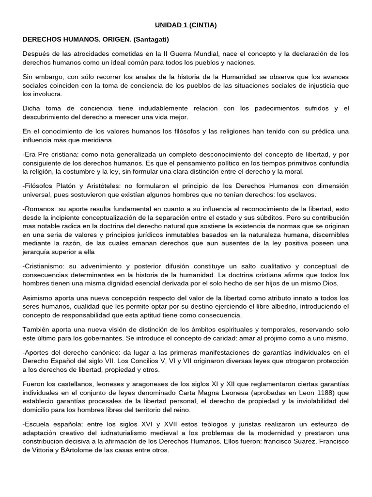 Humanos - Unidad 1 | PDF | Derechos humanos | Derechos