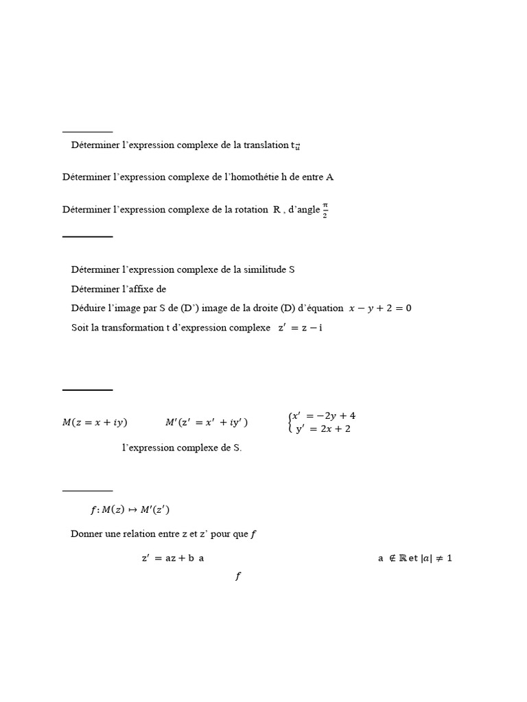 Similitudes et transformations complexes | PDF | Nombre complexe | Nombre