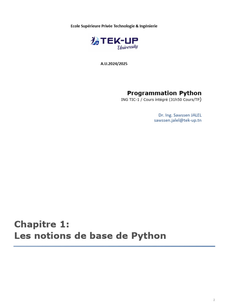 Introduction à la Programmation Python | PDF | Python (Langage de ...