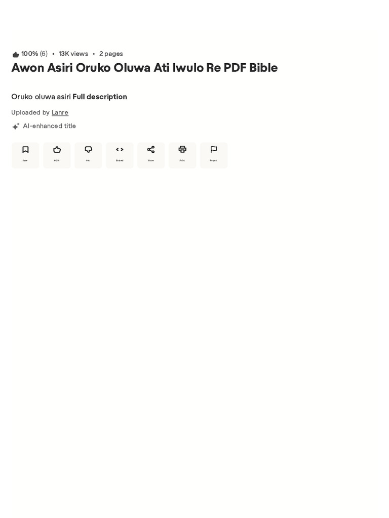 Asiri Oruko Oluwa: Iwulo Re PDF | PDF