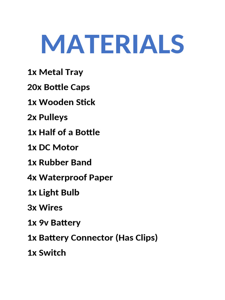 DIY Project Materials List | PDF
