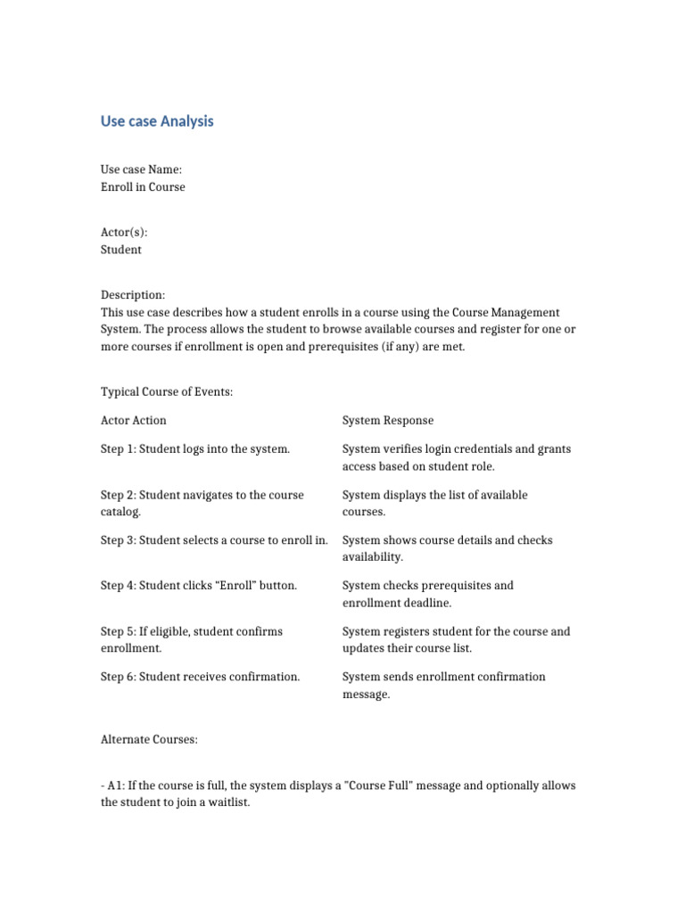 Enroll Use Case Analysis | PDF