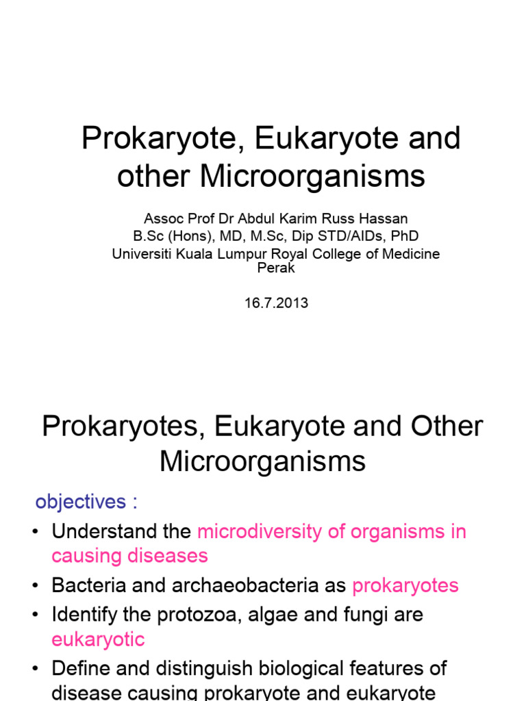 1.prokaryote, Eukaryote and Other Microorganisms | PDF | Cell (Biology ...