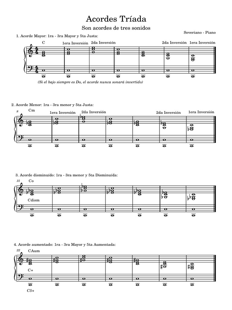 Acordes Tríada - Lenguaje Musical | PDF | Acorde (Música) | Componentes