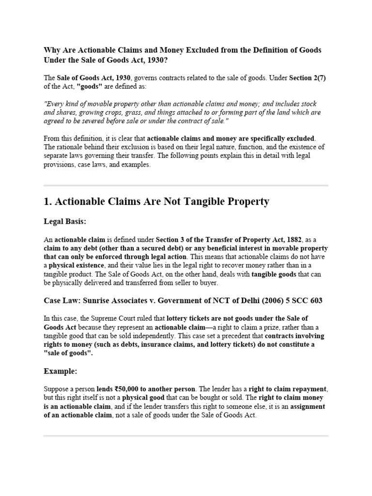 Money and Actionable Claims | PDF | Goods | Money