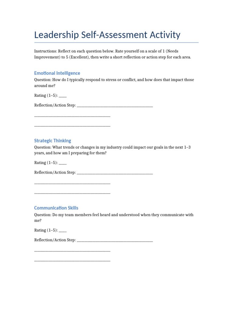 Leadership Self-Assessment Guide | PDF