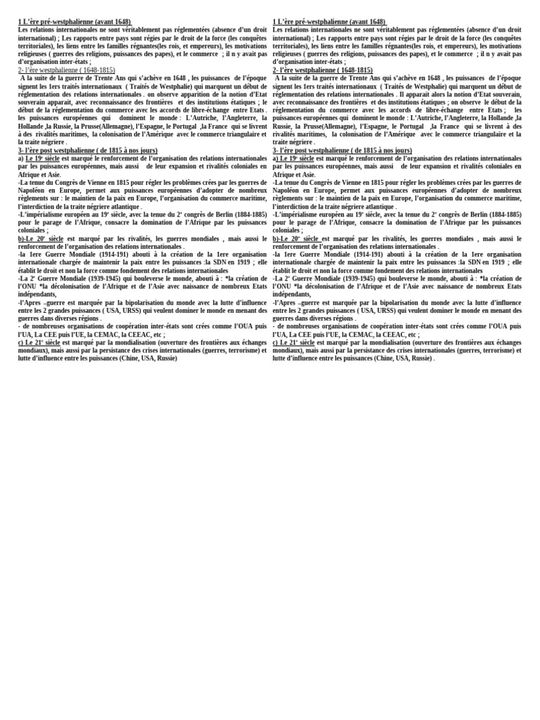 Évolution des relations internationales | PDF | Colonisation ...