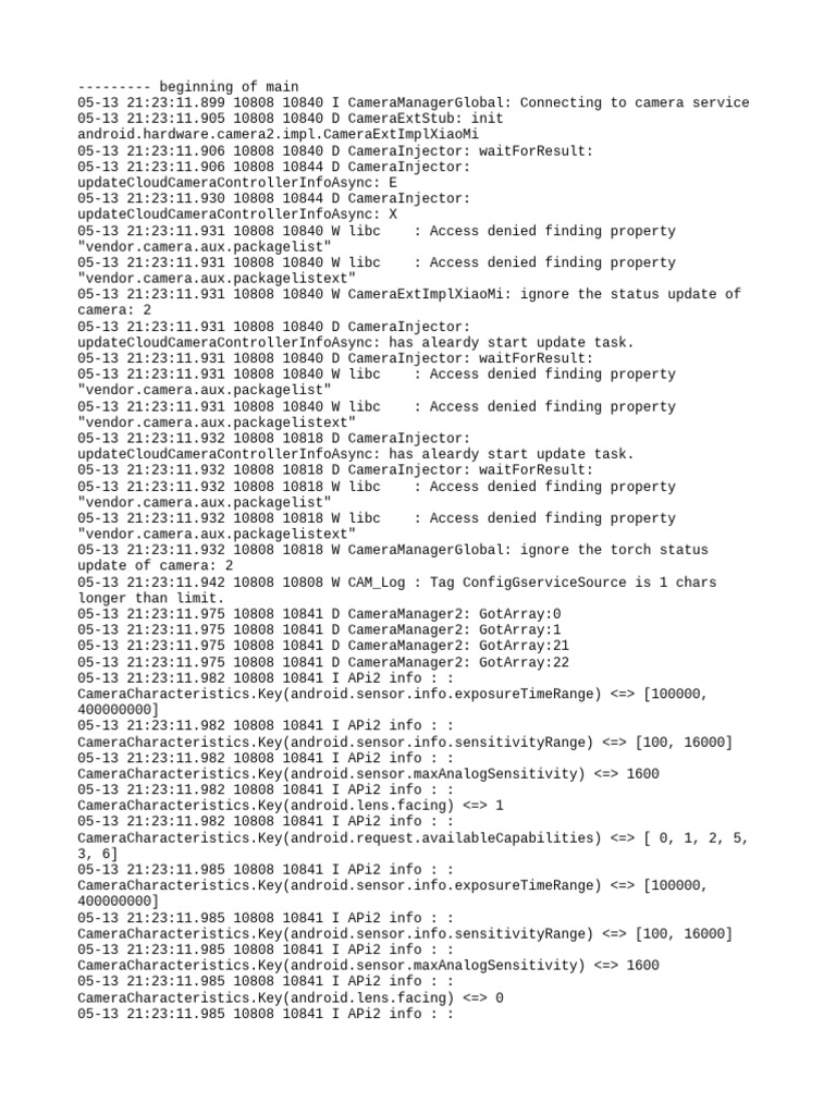 Camera Service Connection Log | PDF | System Software | Software