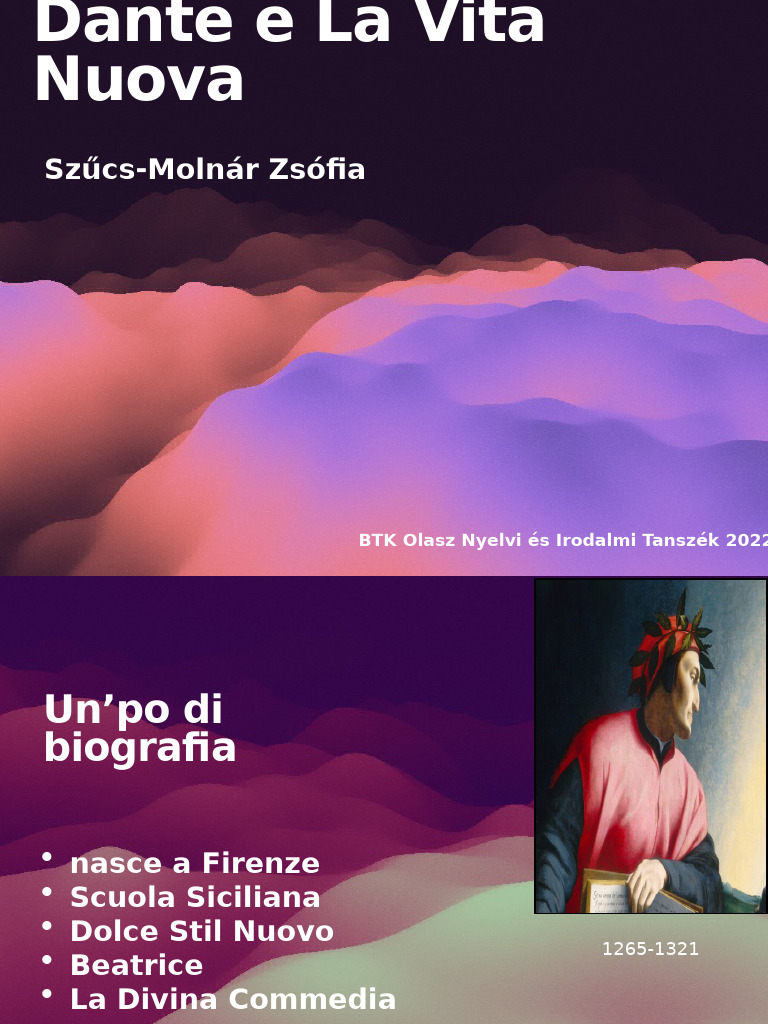Dante-Vita Nuova Referátum | PDF