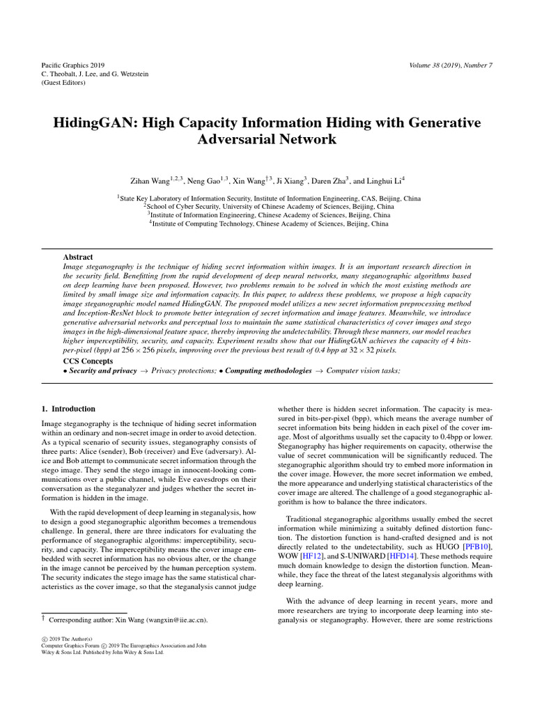 HidingGAN High Capacity Information Hiding With Generative Adversarial ...
