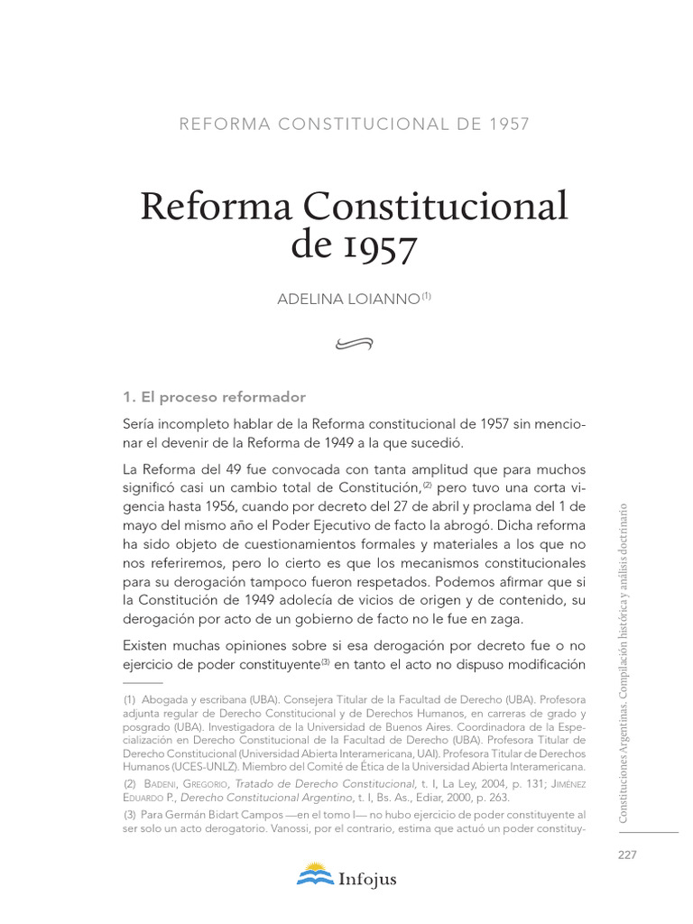 Análisis de la Reforma Constitucional 1957 | PDF | Constitución ...