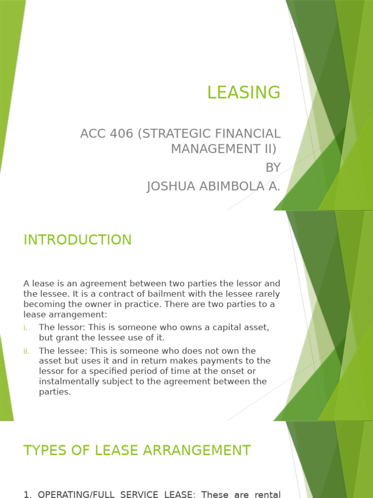 Acc 406 (Strategic Financial Management Ii) | PDF | Lease | Money