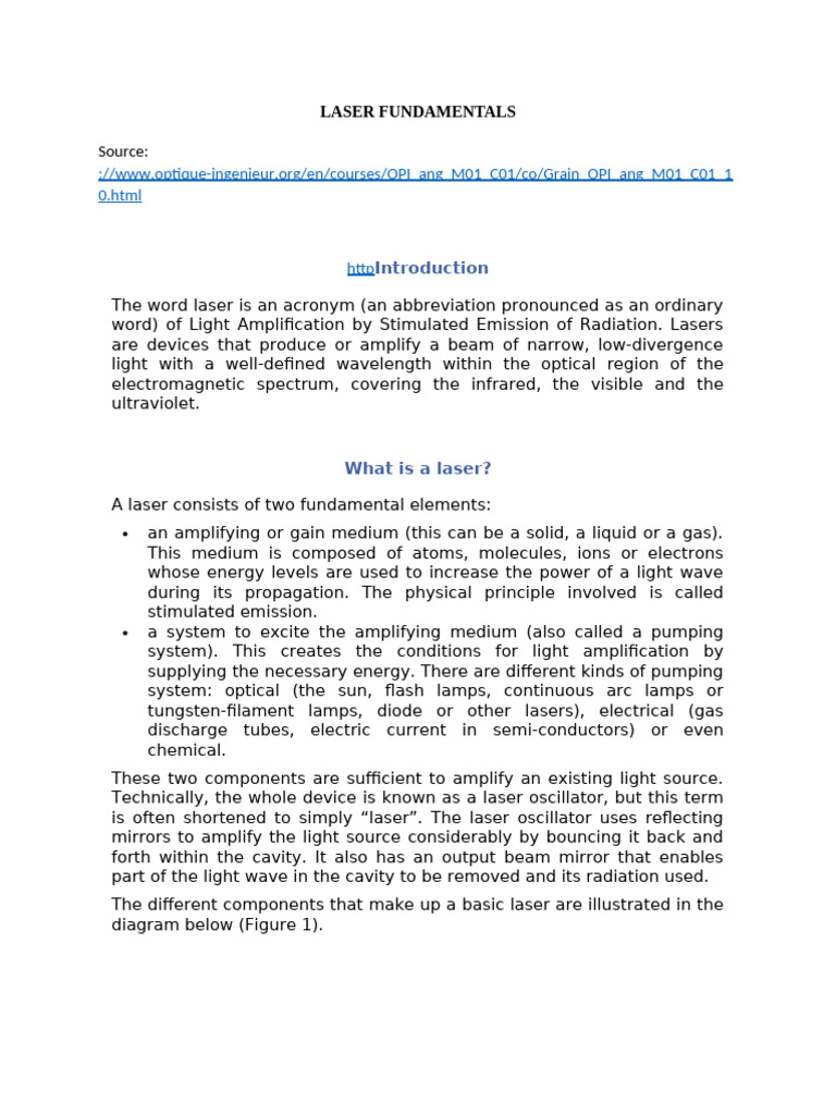 Understanding Laser Fundamentals | PDF | Laser | Emission Spectrum