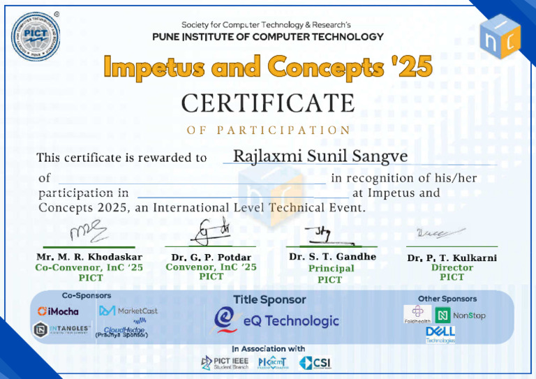 Rajlaxmi Certificate | PDF