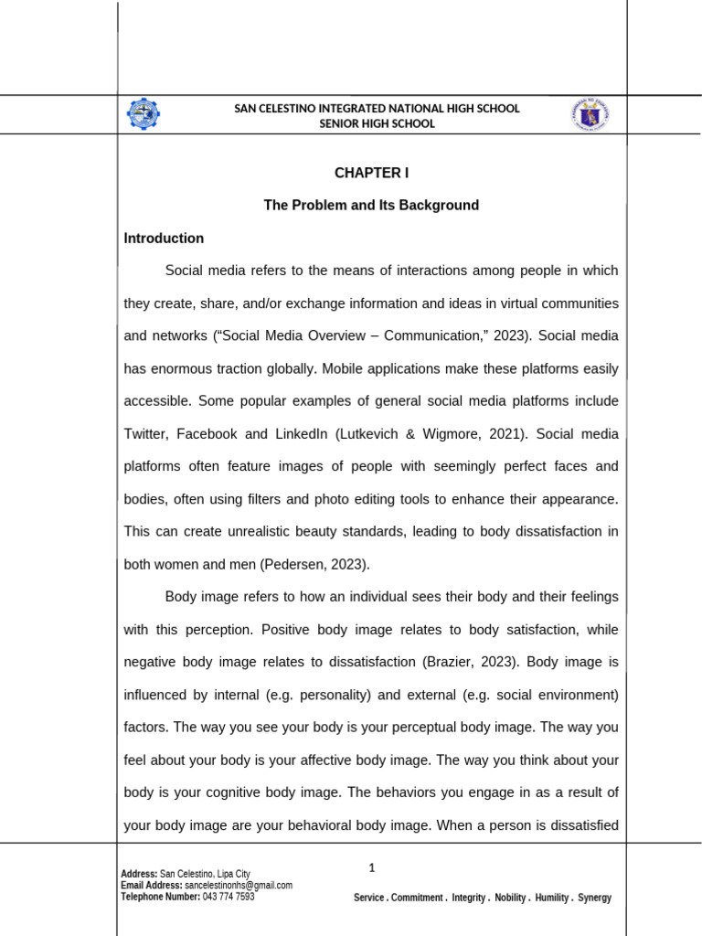 The Effects of Social Media On The Body Image of Late Adolescence | PDF ...