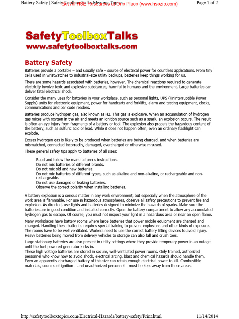 Essential Battery Safety Guidelines | PDF | Rechargeable Battery ...