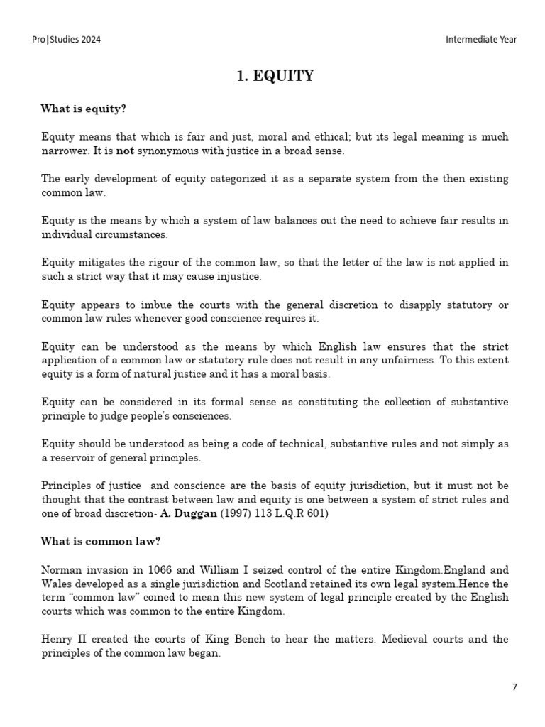 Understanding Black Letter Law in Equity | PDF | Legal Remedy | Equity ...