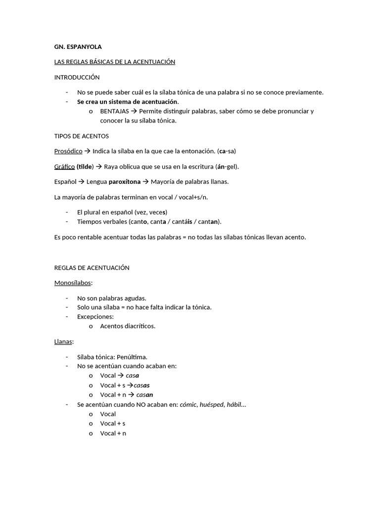 Reglas de Acentuación en Español | PDF | Gramática | Voz humana
