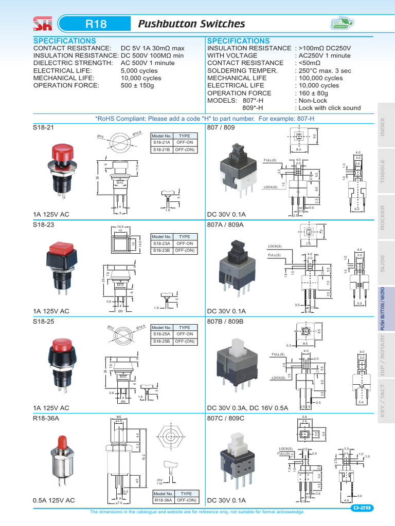 Pushbutton-Switch 807 809 | PDF