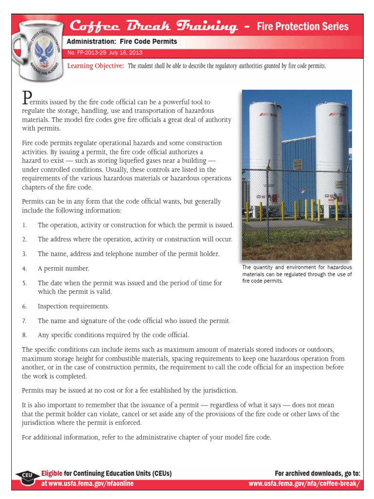 Fire Code Permit Regulations Explained | PDF | Fire Safety | Safety