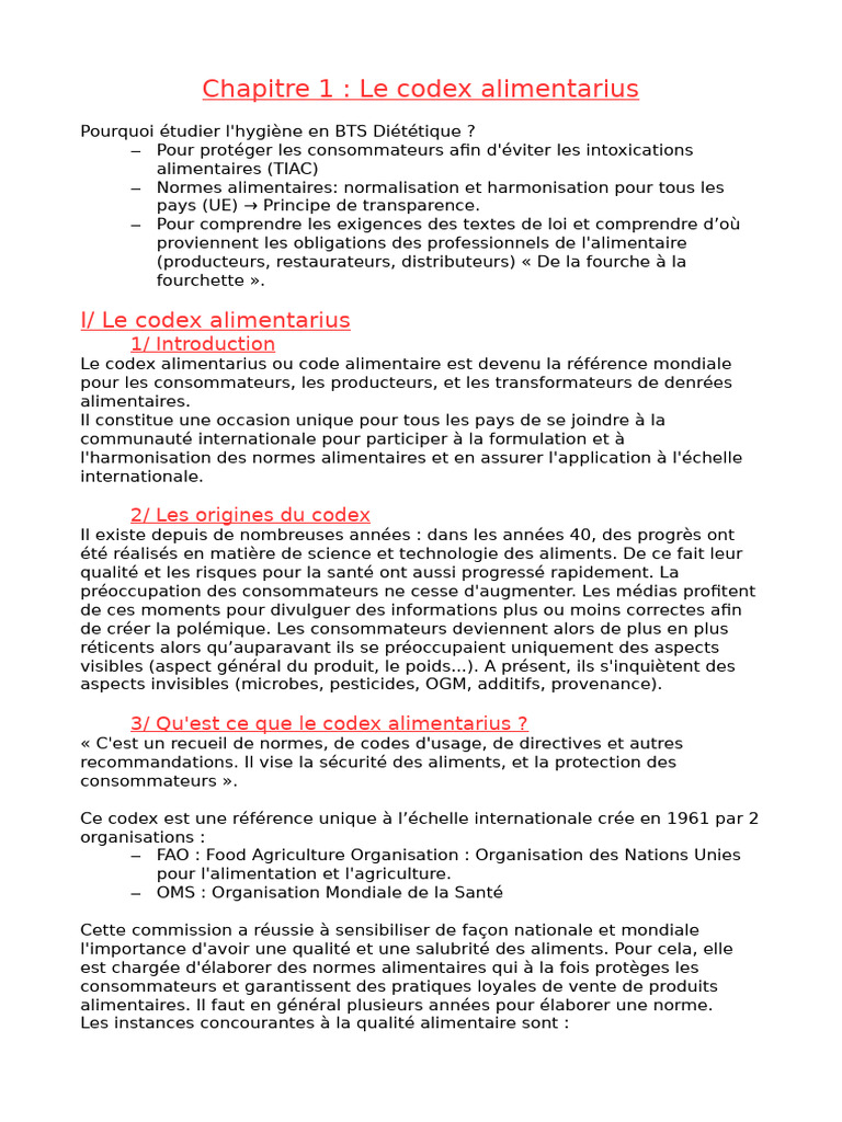 Comprendre le Codex Alimentarius et ses Normes | PDF | Nourritures