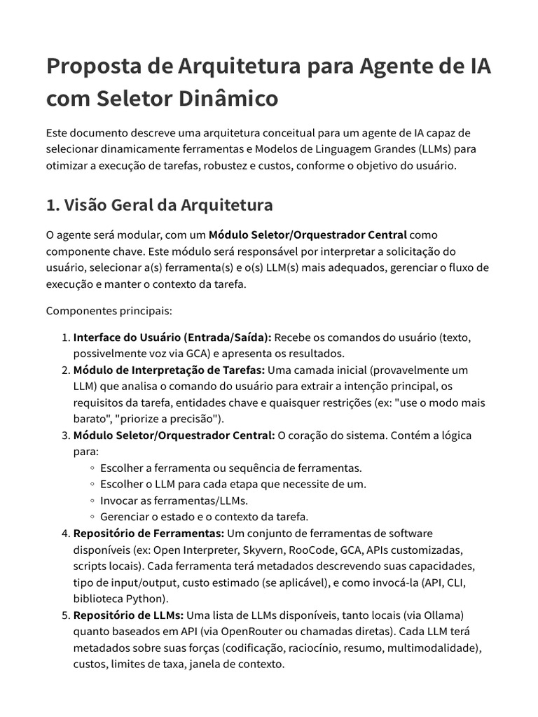 Arquitetura de Agente de IA Dinâmico | PDF | Python (linguagem de ...