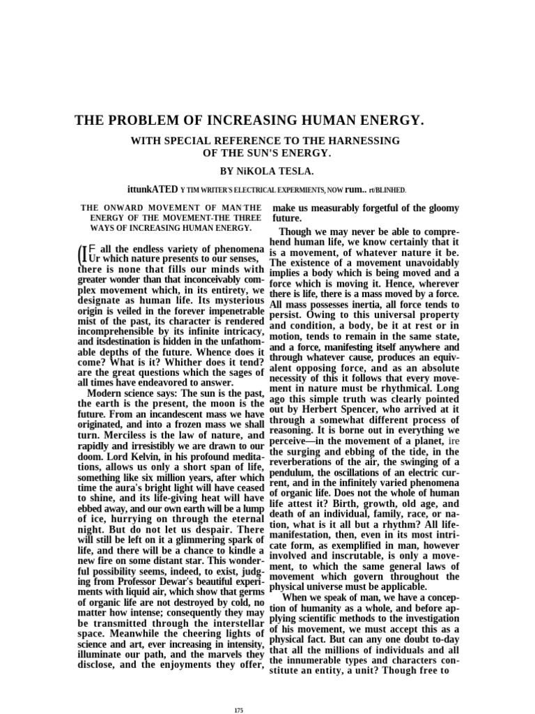 THE PROBLEM OF INCREASING HUMAN ENERGY - Century - Magazine | PDF ...