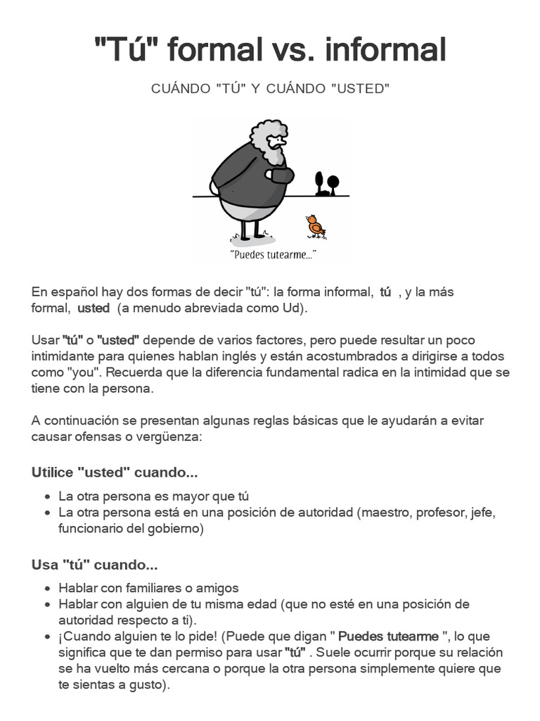 Tú - Formal vs. Informal - Clases de Español Online Gratis | PDF