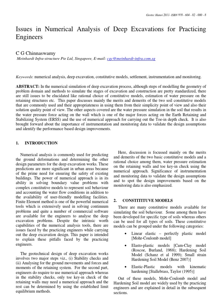 Numerical Analysis of Deep Excavations | PDF | Soil Mechanics | Yield ...