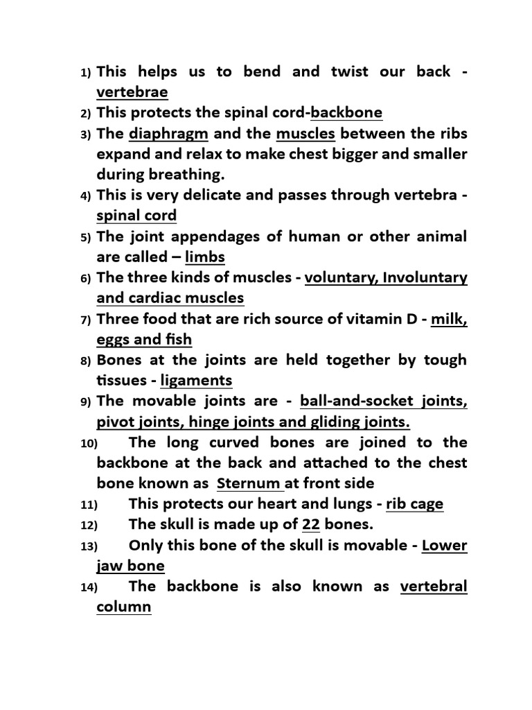 Gsc Chapter 2 Objective Questions | PDF | Vertebral Column | Bone