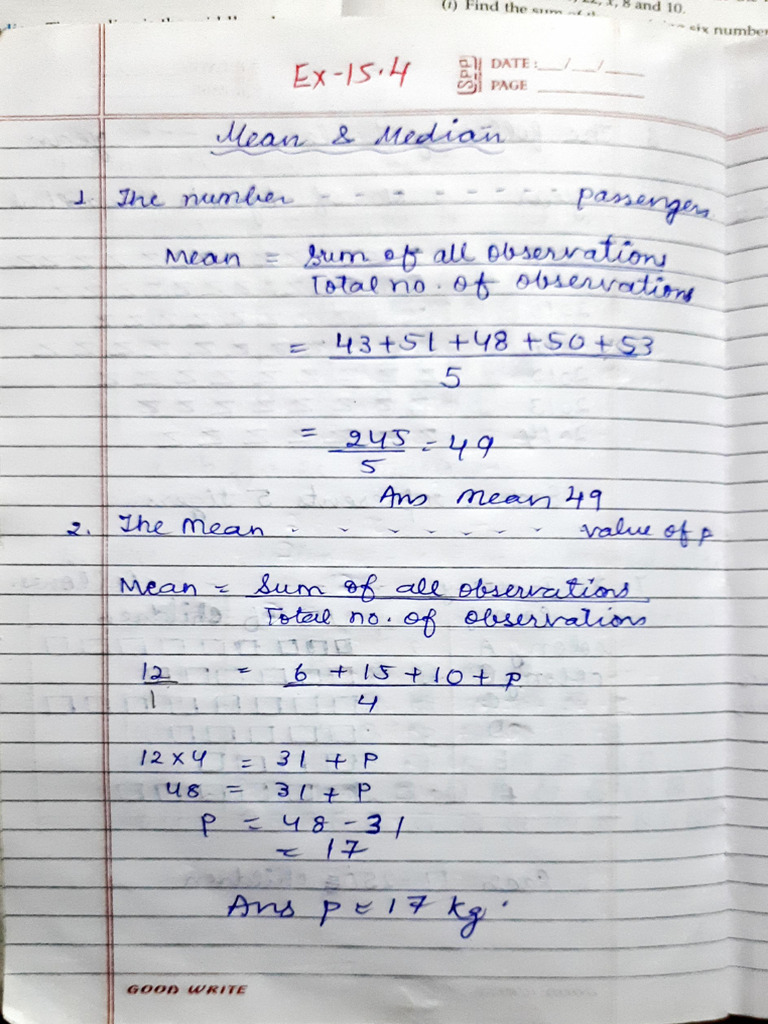 Ex 15.4 Maths New | PDF