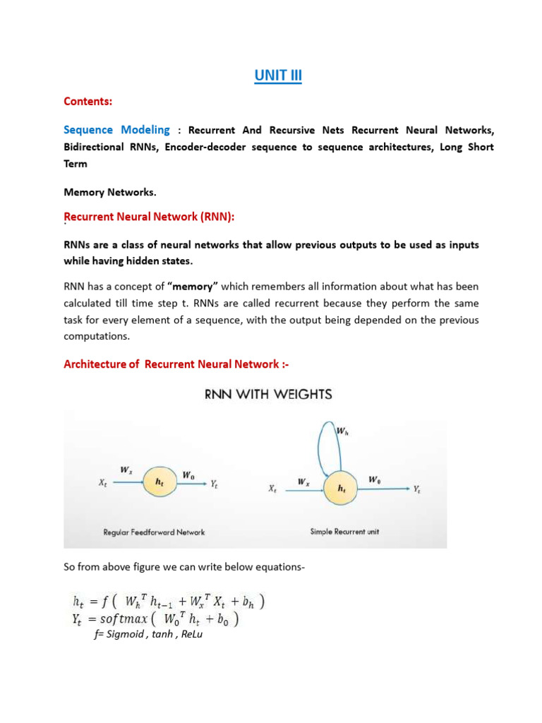 UNIT-3 Sequence Modeling | PDF | Cognitive Science | Algorithms