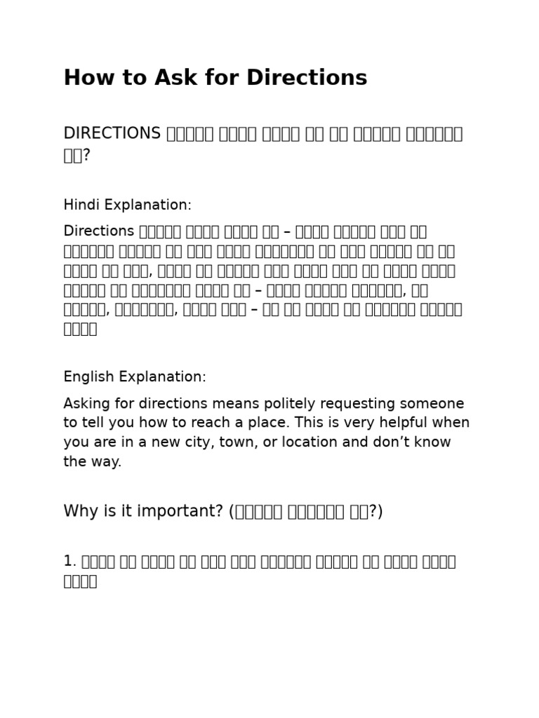 How To Ask For Directions | PDF