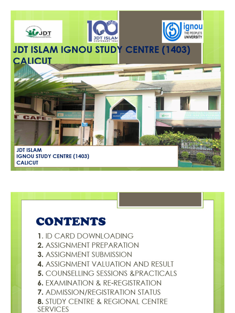 JDT Islam IGNOU Study Centre Guide | PDF | University And College Admission