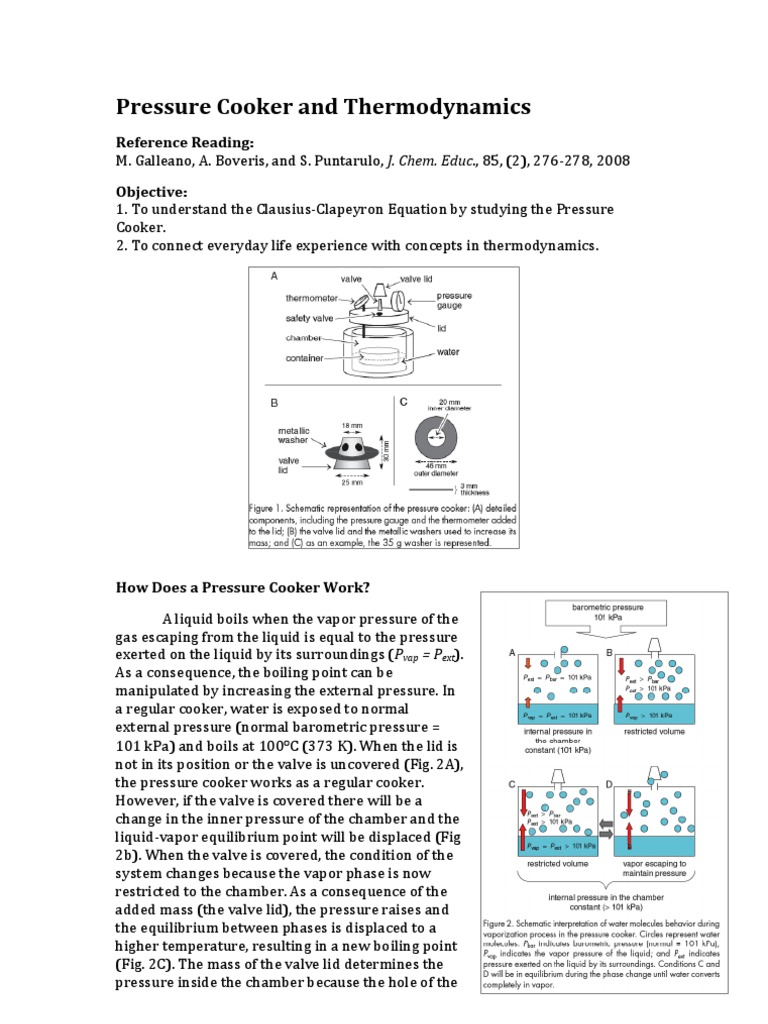 Pressure Cooker Thermodynamics PDF Pressure Boiling