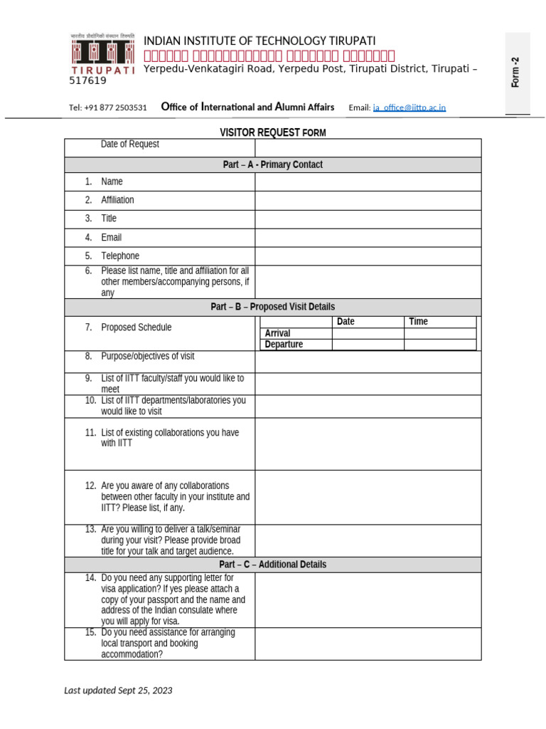 IIT Visitor Request Form | PDF | Immigration | Cultural Globalization