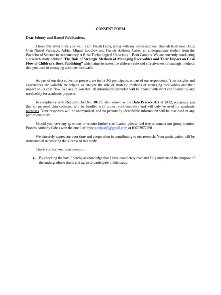 Consent Form for Research Study Participation | PDF