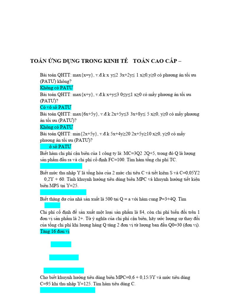 Toan Ung Dung Trong Kinh Te Toan Cao Cap Tin Hoc Dai Cuong Dai Hoc Mo