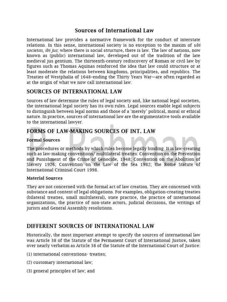Sources of International Law Explained | PDF | International Law | Treaty