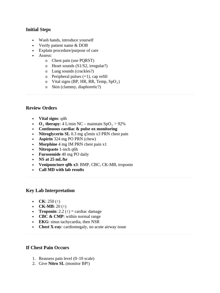 SBAR for Mr. Shapiro's Chest Pain | PDF | Pain | Heart
