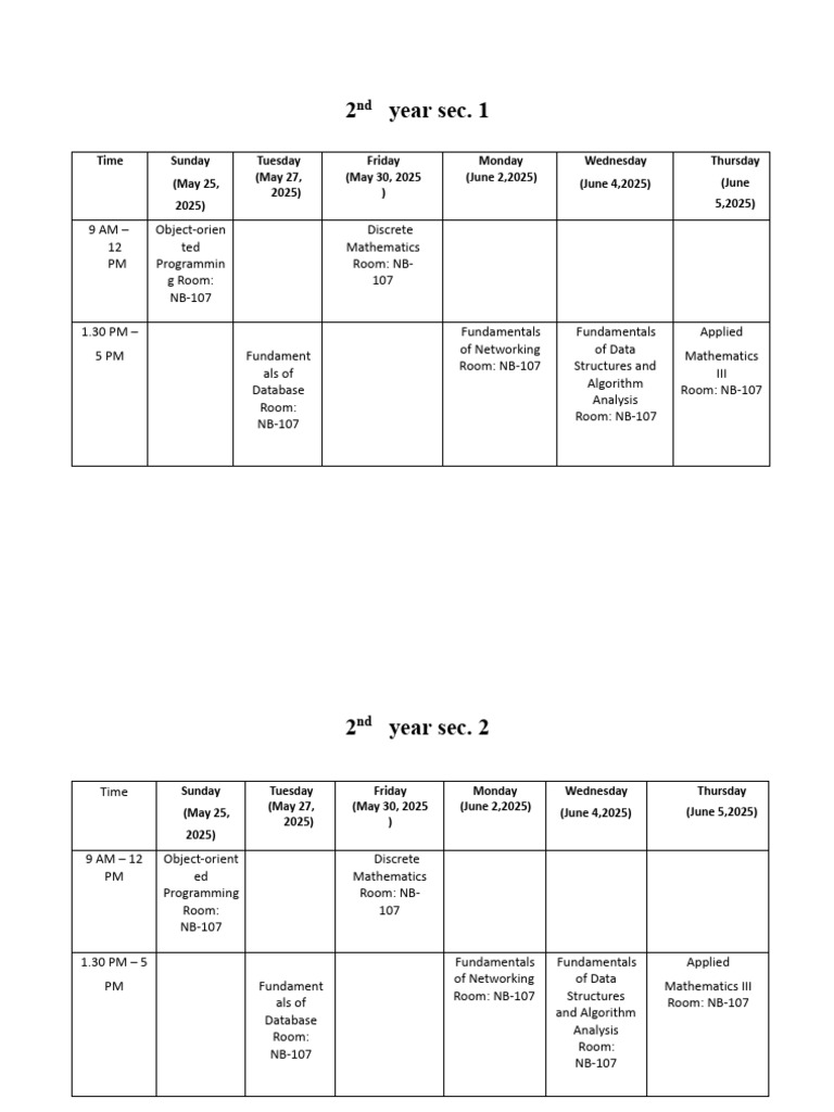 Regular 2025 Sem II Final Exam Schedule Tentative Docx 1 | PDF ...