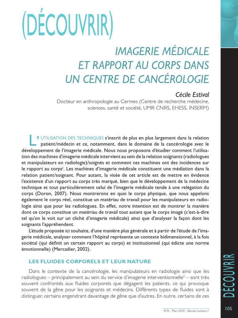Imagerie médicale et rapport au corps | PDF | Radiologie | Imagerie ...