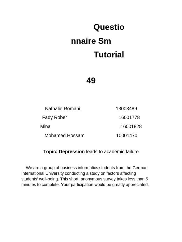 SM Questionnaire | PDF