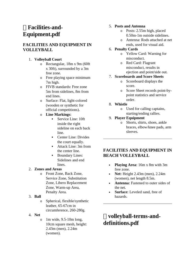 Volleyball Facilities and Equipment Guide | PDF | Volleyball | Indoor ...