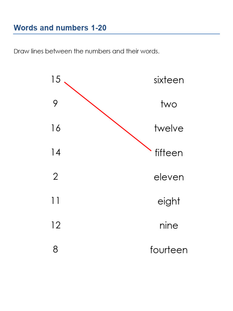 Matching Numbers Words C | PDF