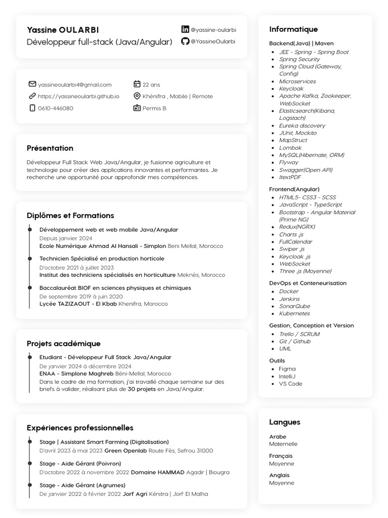 Développeur Full Stack Java/Angular | PDF | Génie logiciel ...