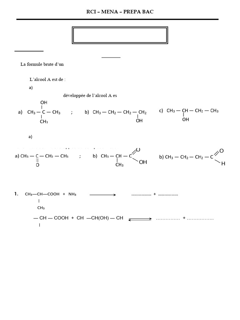 Préparation au Bac : Exercices de Chimie et Physique | PDF | Ph ...