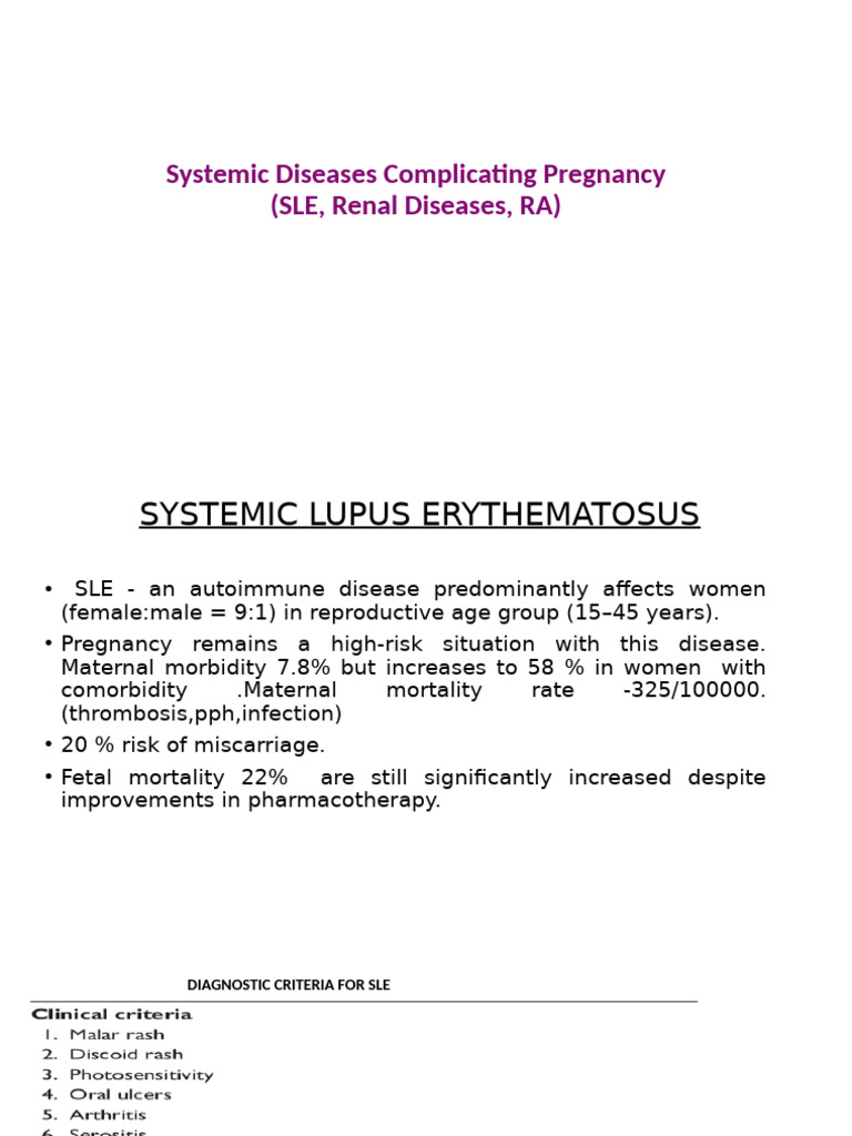Systemic Diseases Complicating Pregnancy | PDF | Chronic Kidney Disease ...